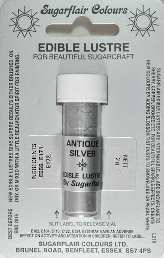 Sugarflair Edible Lustre Colour Antique Silver